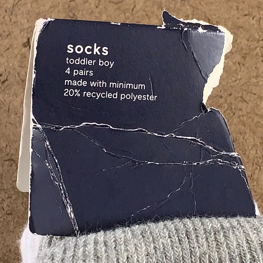 GAP Toddler Boy Size 4-5 Years Gray White Cuffed Socks 2 Pairs NWT